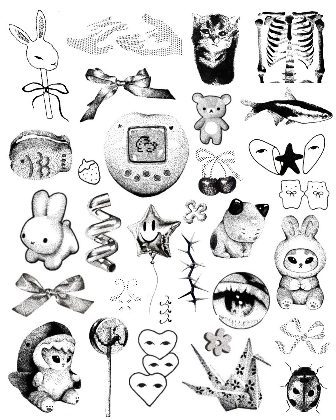 Planilla de animales, lazos y juguetes