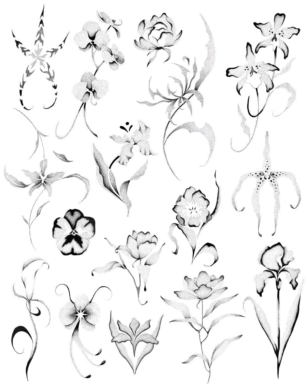 Planilla de composiciones florales