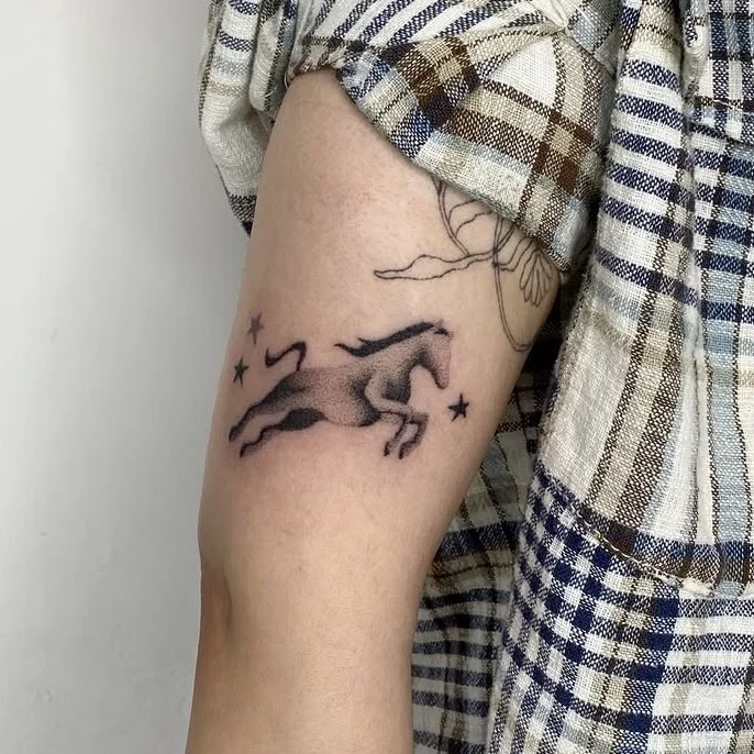 Caballo y estrellas sobre el brazo